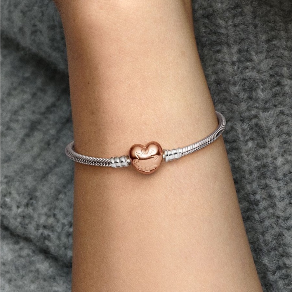Pandora Silver and Gold Bracelet with Heart Charm